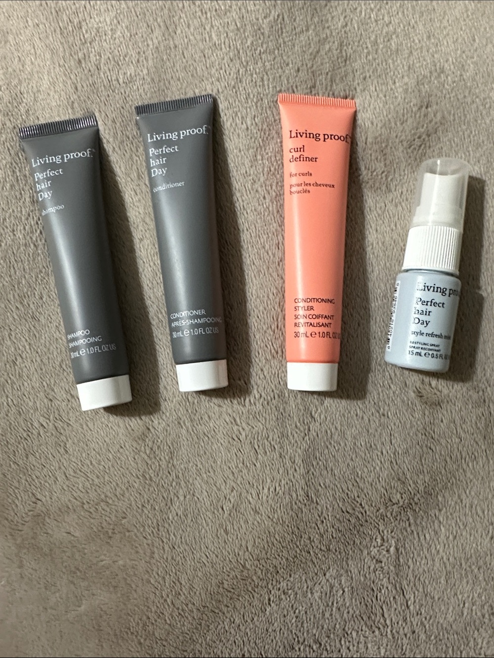 Living Proof Travel Hair Care Set — shampoo,conditioner,curl definer & mist🤩